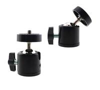 KKUANG 2PCS Mini 360 Gradi Metallo Testa a Sfera Universale 1/4 "Girevole Testa A Sfera Hot Shoe Universale Piccola Testa per Fotocamera Proiettore Torcia Luce Stand Treppiedi Luce di Riempimento Nero