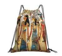 kkvhhyuo Art Red Wine Galsses & Grapes stampato zaino con coulisse grande pieghevole Draw String Bag con cinghie regolabili per sport, viaggi, nuoto, scuola, Donne nell'antico Egitto, One Size