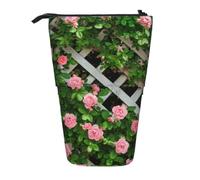 kkvhhyuo Astuccio in legno con stampa a forma di cuore e mattoni, telescopico, grande, portatile, per scuola, ufficio, trucco e viaggi, Recinzione floreale primaverile, One Size, Organizer per borse