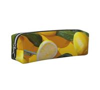 kkvhhyuo Astuccio in pelle con stampa di limoni gialli, astuccio portatile per cancelleria e matite, design sottile, con cerniera dorata, formato tascabile per studenti, ufficio, università, scuola
