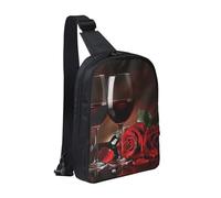 kkvhhyuo Borsa a tracolla con stampa di Babbo Natale, con doppia tasca con cerniera, tracolla regolabile, leggera, per viaggi, corsa, ciclismo, Decorazione romantica per gli amanti della rosa rossa e