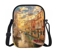 kkvhhyuo Borsa a tracolla, da donna, mini portafoglio con cerniera e tracolla regolabile (gatto dei cartoni animati 1), Bellissima vista sul canale di Venezia, Taglia unica