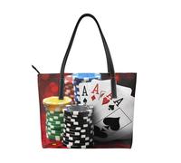 kkvhhyuo Borsa a tracolla in pelle con stampa matematica scolastica, riutilizzabile, grande, con cerniera e tasche, borsa per la spesa per lavoro, scuola, viaggi, Torneo di poker, Taglia unica