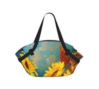 kkvhhyuo Borsa da campeggio con stampa a righe bianche nere e bianche, borsa a tracolla pieghevole per shopping, spiaggia, design con cuscinetto convertibile, per spiaggia, picnic, escursionismo e