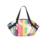kkvhhyuo Borsa da campeggio con stampa a righe bianche nere e bianche, borsa a tracolla pieghevole per shopping, spiaggia, design con cuscinetto convertibile, per spiaggia, picnic, escursionismo e