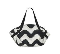 kkvhhyuo Borsa da campeggio con stampa a righe bianche nere e bianche, borsa a tracolla pieghevole per shopping, spiaggia, design con cuscinetto convertibile, per spiaggia, picnic, escursionismo e