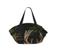 kkvhhyuo Borsa da campeggio con stampa a righe bianche nere e bianche, borsa a tracolla pieghevole per shopping, spiaggia, design con cuscinetto convertibile, per spiaggia, picnic, escursionismo e