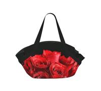 kkvhhyuo Borsa da campeggio con stampa di Babbo Natale, borsa pieghevole per shopping, spiaggia, con design convertibile per spiaggia, picnic, escursioni e festival, Rosa rossa., One Size, Zaino