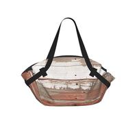 kkvhhyuo Borsa da campeggio con stampa di Babbo Natale, borsa pieghevole per shopping, spiaggia, con design convertibile per spiaggia, picnic, escursioni e festival, Legno rustico antico fienile, One