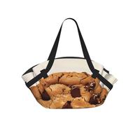 kkvhhyuo Borsa da campeggio con stampa di Babbo Natale e gnomo, pieghevole, per shopping, spiaggia, con design convertibile, per spiaggia, picnic, escursionismo e festival., Biscotti al cioccolato