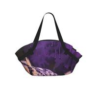 kkvhhyuo Borsa da campeggio con stampa matematica scolastica, borsa a tracolla pieghevole per shopping, spiaggia, design convertibile, per spiaggia, picnic, escursionismo e festival., Viola, One Size