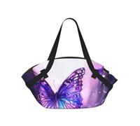 kkvhhyuo Borsa da campeggio con stampa matematica scolastica, borsa a tracolla pieghevole per shopping, spiaggia, design convertibile, per spiaggia, picnic, escursionismo e festival., Farfalle viola