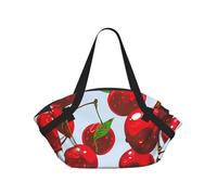 kkvhhyuo Borsa da campeggio con stampa matematica scolastica, borsa a tracolla pieghevole per shopping, spiaggia, design convertibile, per spiaggia, picnic, escursionismo e festival., ciliegie rosse