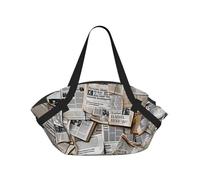 kkvhhyuo Borsa da campeggio pieghevole con tasti di pianoforte con note musicali, borsa a tracolla per shopping, spiaggia, design convertibile, per spiaggia, picnic, escursionismo e festival, Giornale