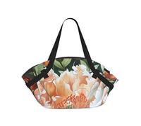 kkvhhyuo Borsa da campeggio pieghevole con tasti di pianoforte con note musicali, borsa a tracolla per shopping, spiaggia, design convertibile, per spiaggia, picnic, escursionismo e festival, Peonia