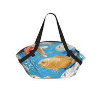 kkvhhyuo Borsa da campeggio pieghevole con tasti di pianoforte con note musicali, borsa a tracolla per shopping, spiaggia, design convertibile, per spiaggia, picnic, escursionismo e festival, Pesce