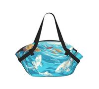 kkvhhyuo Borsa da campeggio pieghevole con tasti di pianoforte con note musicali, borsa a tracolla per shopping, spiaggia, design convertibile, per spiaggia, picnic, escursionismo e festival, Pesci