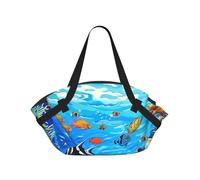 kkvhhyuo Borsa da campeggio pieghevole con tasti di pianoforte con note musicali, borsa a tracolla per shopping, spiaggia, design convertibile, per spiaggia, picnic, escursionismo e festival, Mondo