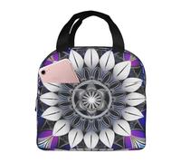 kkvhhyuo Borsa da picnic con stampa mandala rettangolare, borsa termica per il pranzo con tasca frontale, borsa termica per il pranzo, per lavoro, scuola, picnic e gite di un giorno