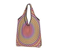 kkvhhyuo Borsa per la spesa pieghevole, riutilizzabile, lavabile, leggera | Borse di totalizzatore di grande capacità stampate illusione ottica a spirale per stoccaggio di viaggio del supermercato