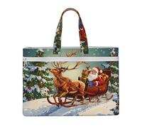 kkvhhyuo Borsa portadocumenti con stampa di farfalle monarca, borsa in tela leggera con doppia cerniera, borsa per documenti per lavoro, pendolarismo, studio e trasporto quotidiano, Buon Natale