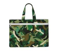 kkvhhyuo Borsa portadocumenti con stampa floreale blu con rose, borsa leggera in tela con doppia cerniera, borsa per documenti per lavoro, pendolarismo, studio e trasporto quotidiano, Camouflage