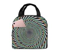 kkvhhyuo Borsa termica da picnic con stampa a illusione ottica a spirale, con tasca frontale, borsa termica per il pranzo, per lavoro, scuola, picnic e gite di un giorno