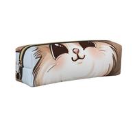 kkvhhyuo Cartone animato gatto 1 stampa astuccio in pelle portamatite portatile cancelleria sacchetto matita design sottile borsa penna con cerniera oro formato tascabile per studenti ufficio