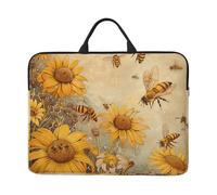 kkvhhyuo Custodia per computer portatile con stampa di Babbo Natale, 35,5 cm, con manico sottile, per uomini e donne, lavoro, pendolarismo e viaggi, Fiori di api di miele rurale, Taglia unica