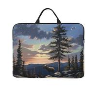 kkvhhyuo Custodia per computer portatile con stampa di orchidee da 14 pollici, profilo sottile con manico, per uomini e donne, lavoro, pendolarismo e viaggi, Alce Montagna Pino Albero Selvaggio