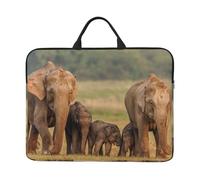 kkvhhyuo Custodia per computer portatile con stampa divertente di gatti e fiori da 14 pollici, profilo sottile con manico, per uomini e donne, lavoro, pendolarismo e viaggi, Elephant Family2, Taglia