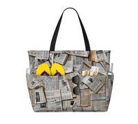 kkvhhyuo Grande borsa da spiaggia con stampa di tasti di pianoforte con note musicali, borsa da spiaggia pieghevole con cerniera e tasca, borsa per la spesa riutilizzabile per donne, borse tote per