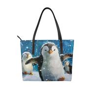 kkvhhyuo labrador retriever - Borsa tote in pelle con stampa di cani, riutilizzabile, grande, borsa a tracolla con cerniera e tasche, borsa per la spesa, per lavoro, scuola, viaggi, Pinguino felice