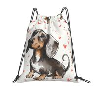 kkvhhyuo Mango - Zaino con coulisse stampato, grande, pieghevole, con cinghie regolabili, per sport, viaggi, nuoto, scuola, I Love My Dog bassotti, One Size, Zainetto