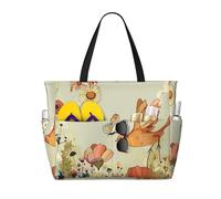 kkvhhyuo Piccola ballerina danzante stampa grande borsa da spiaggia pieghevole con cerniera e tasca borsa per la spesa riutilizzabile per donne, borse tote per viaggi, shopping, piscina, Stampa di