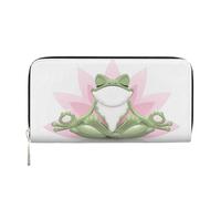 kkvhhyuo Portafoglio lungo con stampa di orchidee, in pelle PU con 8 scomparti per schede, grande capacità, per uso quotidiano, viaggi, lavoro, regalo., Carino Rana Divertente Fare Yoga, One Size