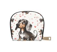 kkvhhyuo Portamonete con stampa artistica Merry Christmas, mini portamonete in pelle con cerniera per donne e uomini, I Love My Dog bassotti, One Size, Moderno