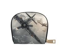kkvhhyuo Portamonete con stampa zebra e giraffa, mini portamonete in pelle con cerniera per donne e uomini, Aereo aereo della seconda guerra mondiale, One Size, Moderno