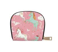 kkvhhyuo Portamonete con stampa zebra e giraffa, mini portamonete in pelle con cerniera per donne e uomini, Unicorni rosa., One Size, Moderno