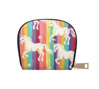 kkvhhyuo Portamonete con stampa zebra e giraffa, mini portamonete in pelle con cerniera per donne e uomini, Unicorni su strisce colorate, One Size, Moderno
