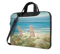 kkvhhyuo scena spiaggia con sedie Laptop Bag Computer Sleeve Case | Borsa a tracolla per computer portatile, con tracolla per trolley, per lavoro, viaggi, scuola