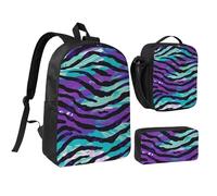 kkvhhyuo Set di zaino per la scuola con stampa matematica con zaino per bambini da 43 cm, borsa per il pranzo e astuccio per adolescenti, ragazze, ragazzi, zaino leggero da viaggio, Viola Blu Verde