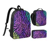 kkvhhyuo Set di zaino per la scuola con stampa matematica con zaino per bambini da 43 cm, borsa per il pranzo e astuccio per adolescenti, ragazze, ragazzi, zaino leggero da viaggio, Viola Blu Verde