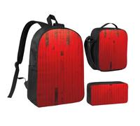 kkvhhyuo Set di zaino per la scuola con stampa matematica con zaino per bambini da 43 cm, borsa per il pranzo e astuccio per adolescenti, ragazze, ragazzi, zaino leggero da viaggio, Strisce rosse