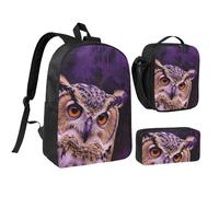 kkvhhyuo Set di zaino per la scuola con stampa matematica con zaino per bambini da 43 cm, borsa per il pranzo e astuccio per adolescenti, ragazze, ragazzi, zaino leggero da viaggio, Viola, One Size