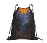 kkvhhyuo Sunset Sea Surfing Seascape stampato zaino con coulisse grande pieghevole Draw String Bag con cinghie regolabili per sport, viaggi, nuoto, scuola, Panoramica brillante, One Size, Zainetto