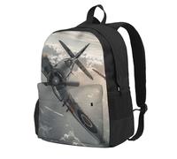kkvhhyuo Zainetto con stampa zebra e giraffa, grande capacità, zaino per computer portatile con scomparto per laptop, zaino per scuola, lavoro, escursionismo, Aereo aereo della seconda guerra mondiale