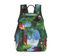 kkvhhyuo Zaino casual, con stampa di pesci e delfini, leggero, per donne e uomini, per la scuola, per ragazzi e ragazze, Ara e Tucano Perching delle foreste pluviali americane, One Size, Zainetto