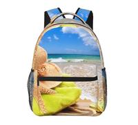 kkvhhyuo Zaino casual con stampa di piante grasse, zaino leggero per libri e computer portatile, per viaggi, università, pendolarismo e avventure nel fine settimana., Cappello da sole sulla spiaggia