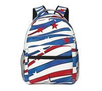 kkvhhyuo Zaino casual con stampa moderna a pois rosa, grigio, bianco, leggero, da viaggio, per uomini e donne, zaino per la scuola per ragazzi e ragazze, Stelle patriottiche strisce giorno